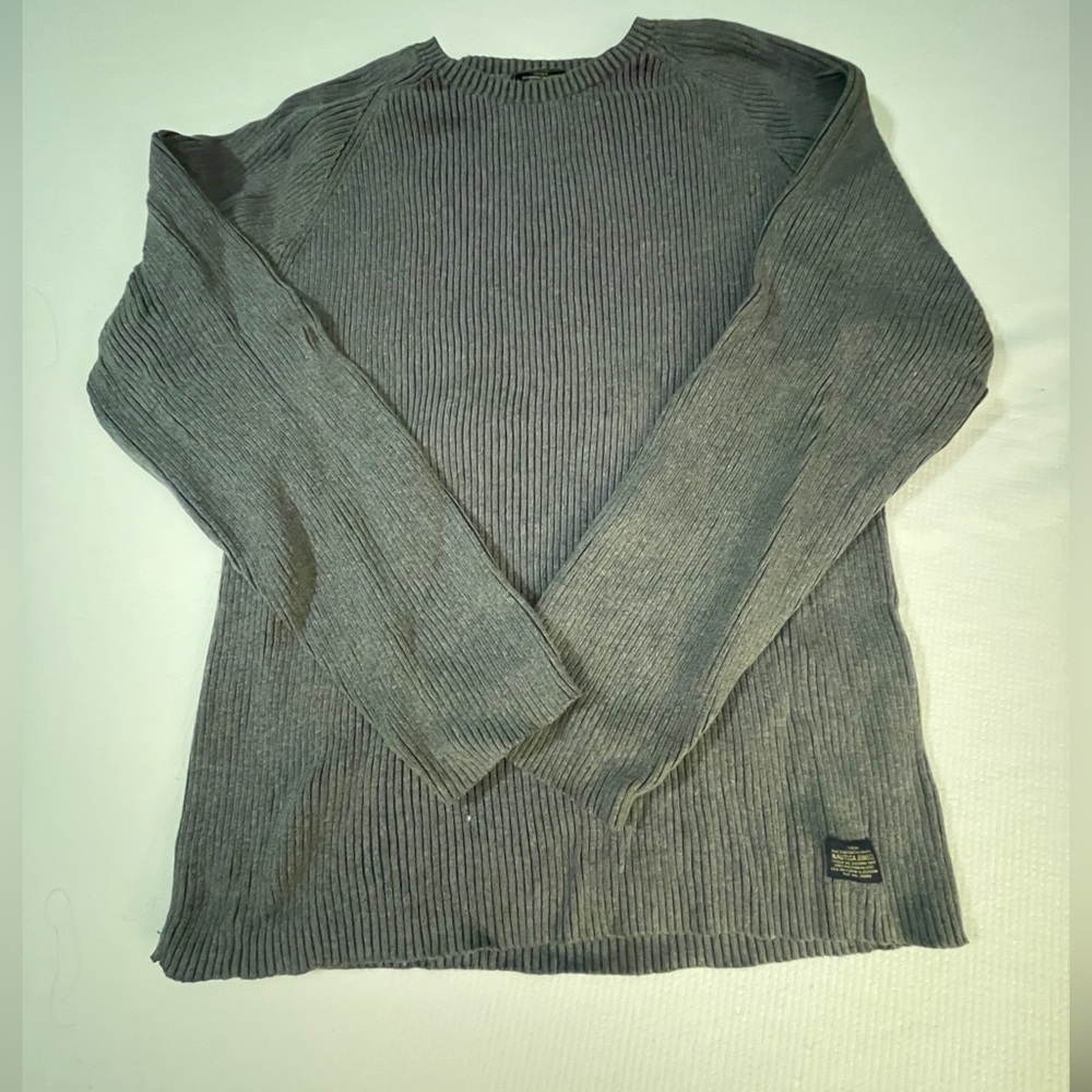 Men's Nautica Charcoal Ribbed Knit Sweater - Size XXL